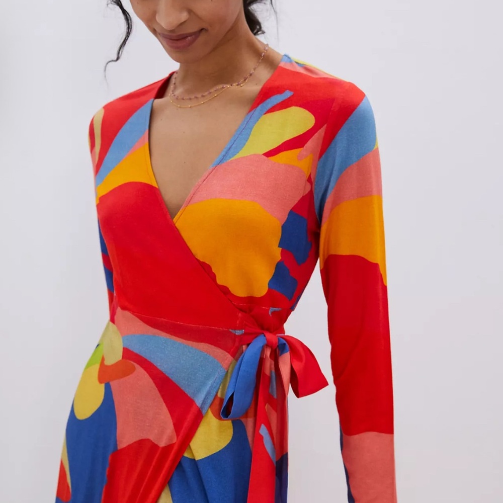 Anthropologie Multicolor Long Sleeve Wrap Dress